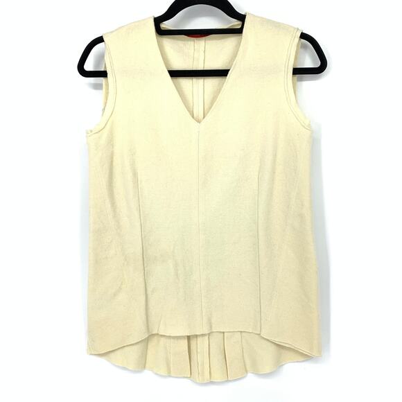 Carolina Herrera Tank Top Women's Size 2 US S Wool V-Neck Sleeveless Cream - Picture 1 of 5